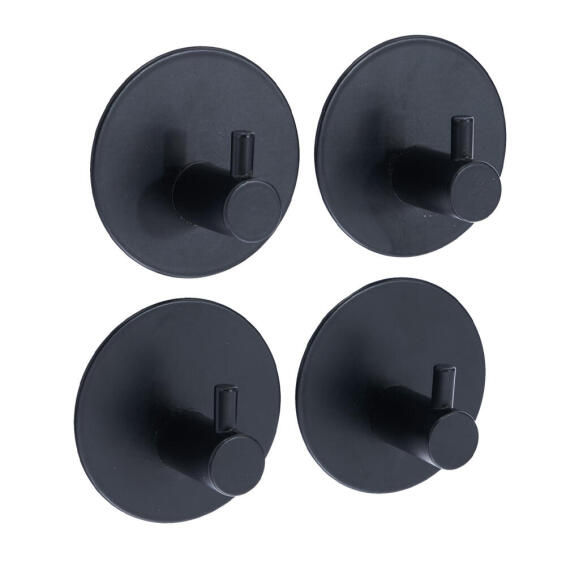 Stick On Hooks Set Of 4 Round Black W5xD5xh5cm
