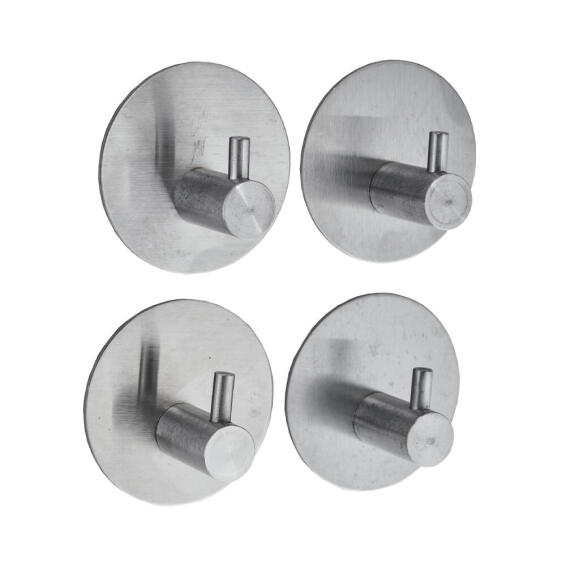 Stick On Hooks Set Of 4 Round Silver W5xD3xh5cm