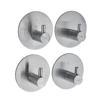 Stick On Hooks Set Of 4 Round Silver W5xD3xh5cm