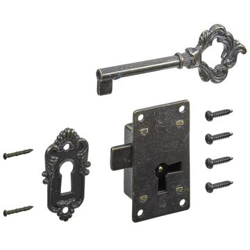 Ornament screw-on lock 1 brass ant.-pl. hettich