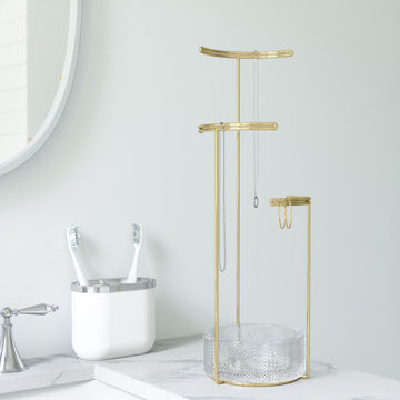 Umbra Tesora Jewel Stand Glass & Brass 