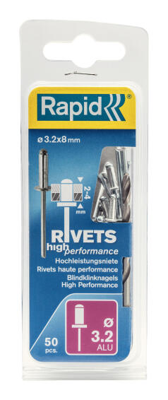 High performance rivets 3.2x8mm 50pc rapid