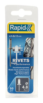 High performance rivets 4.8x12mm 50pc rapid