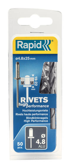 High performance rivets 4.8x25mm 50pc rapid
