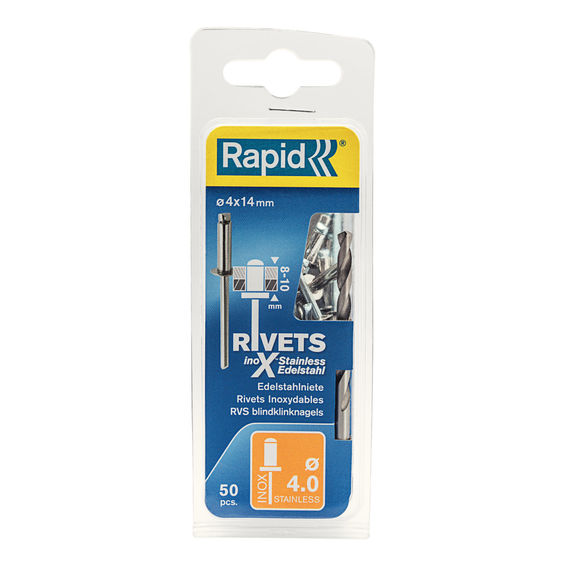 Stainless steel rivets 4.0x14mm 50pc rapid