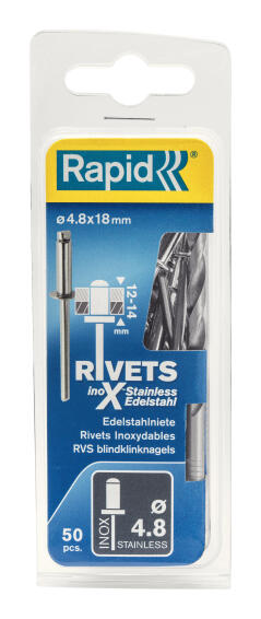 Stainless steel rivets 4.8x18mm 50pc rapid