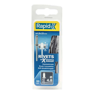 Stainless steel rivets 4.8x25mm 50ps rapid