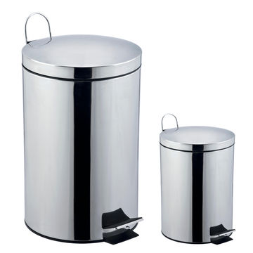 Pedal Kitchen Dustbin With Mirror Finish Stainless Steel  Set 20L And 5L 