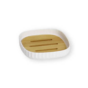 Plastic Ribbed Soap Dish White