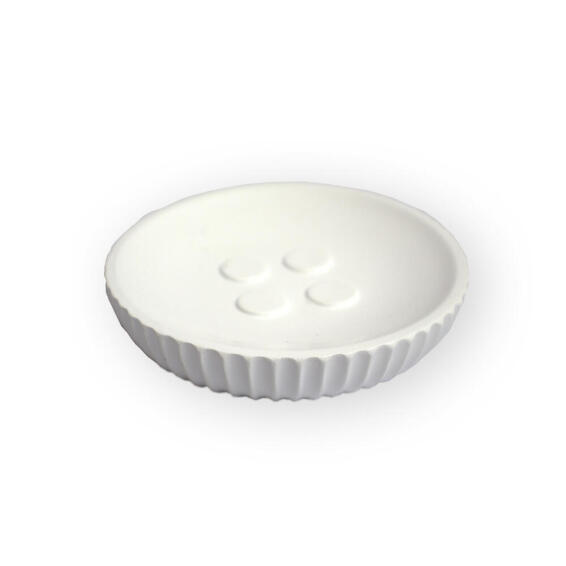 Polyresin Ribbed Design Soap Dish White