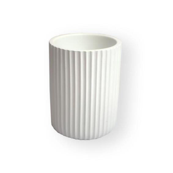 Polyresin Ribbed Design Tumbler White
