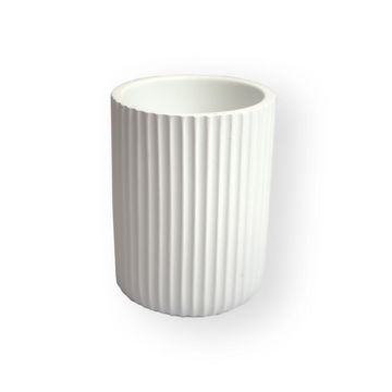 Polyresin Ribbed Design Tumbler White