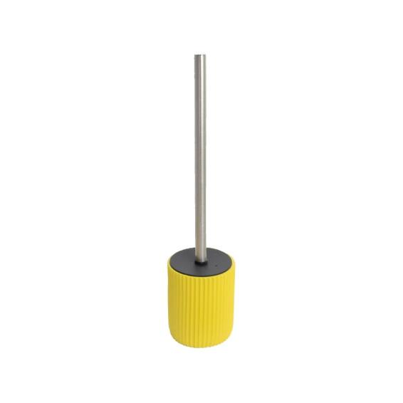 Ribbed Design Polyresin Toilet Brush Yellow