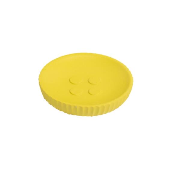 Polyresin Ribbed Design Soap Dish Yellow