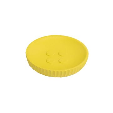 Polyresin Ribbed Design Soap Dish Yellow