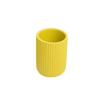 Polyresin Ribbed Design Tumbler Yellow