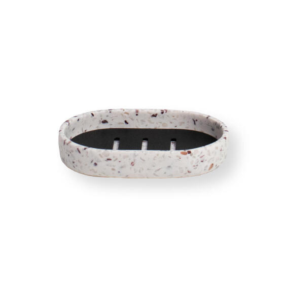 Polyresin Terazzo Design Soap Dish White 
