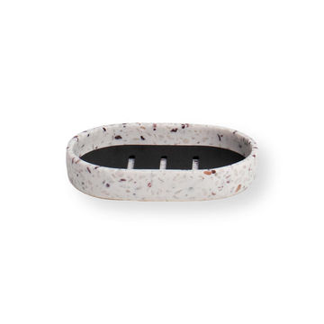 Polyresin Terazzo Design Soap Dish White 