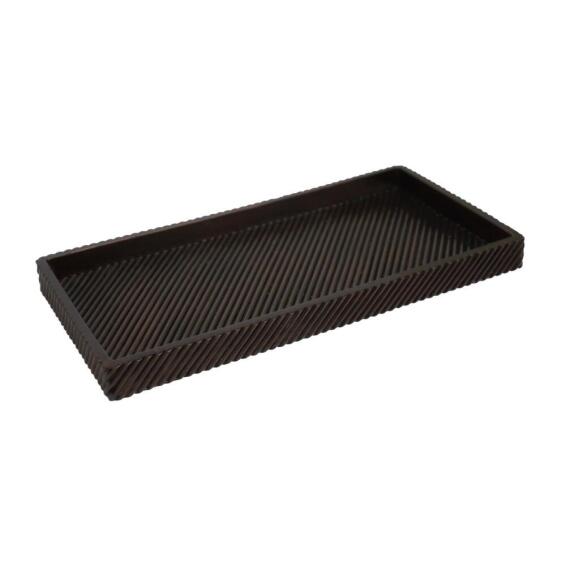 Polyresin Textured Tray Black W30.5cmxD15.5cmxH2.4cm