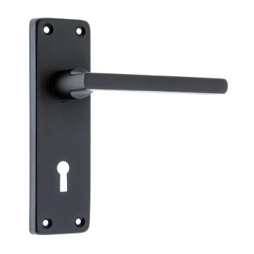 Door handle on plate royal with 2L lock set Fort Knox matt black