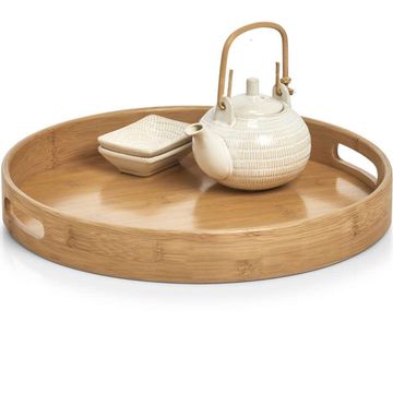 Kitchen Serving Decor Tray Bamboo Round Dia40Cmxh5Cm