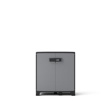 Spaceo low storage resin cabinet grey & black 93x85x52cm