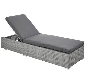 Naterial Davos Wicker & Aluminium Pool Lounger Grey L197cmxW65cmxH36cm