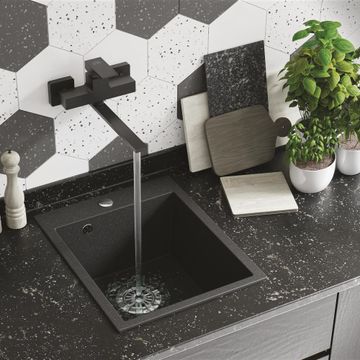 Laveo Chichi Kitchen Sink Black Drop In Single Bowl W48xL39xD19cm
