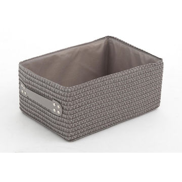 STORAGE BASKET WOVEN GREY 32X22X15CM