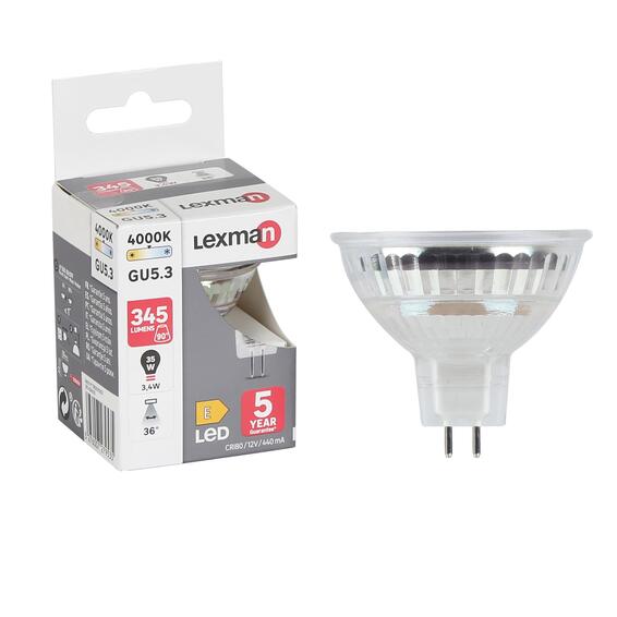 Lexman MR16 GU5.3 LED Reflector Light Bulb Cool White 3.4W | LEROY ...