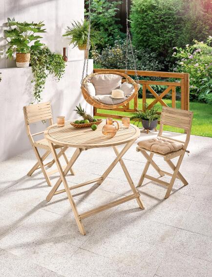 Outdoor Dining Table NATERIAL Solis Origami Natural Round