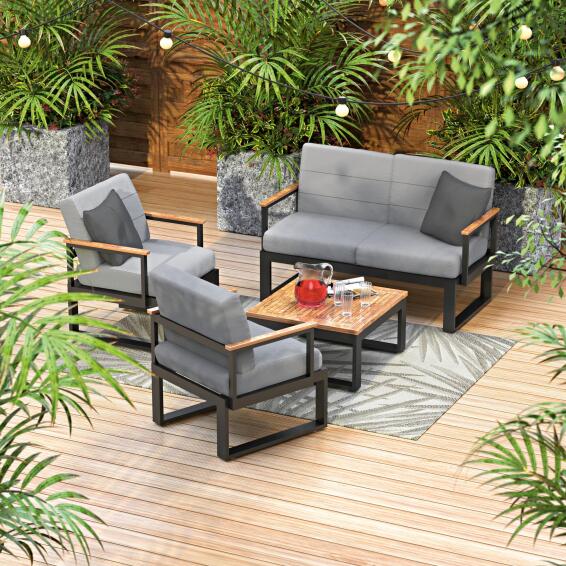 NATERIAL COFFEE SOFA SET ORIS GREY 