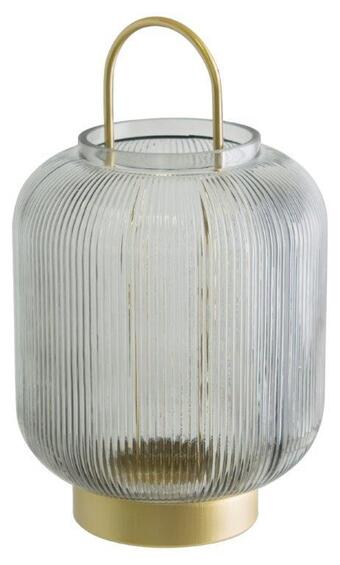 GREY/GOLD BELLY LANTERN 27X16CM
