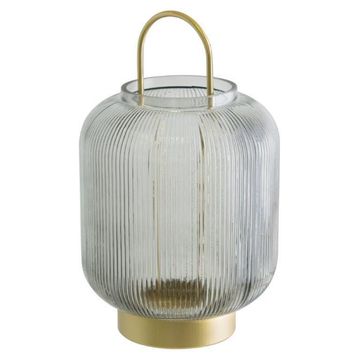 GREY/GOLD BELLY LANTERN 27X16CM