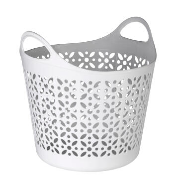 Laundry Basket Plastic Tote White