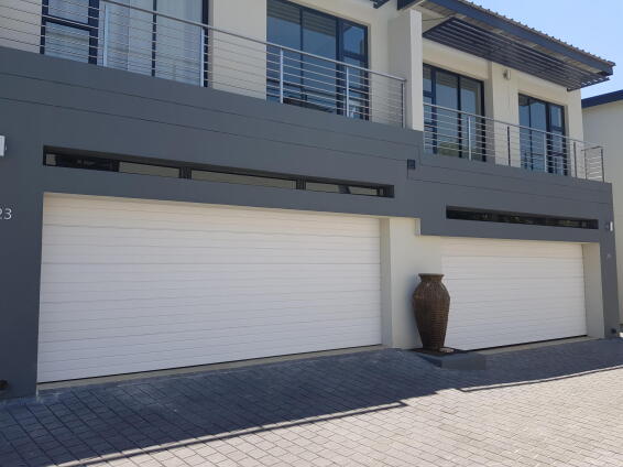 Garage door Chromadeck steel double white slatted W4880mm x H2135mm