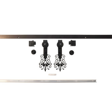 Barn sliding door hardware kit Ornate design black 1.8m