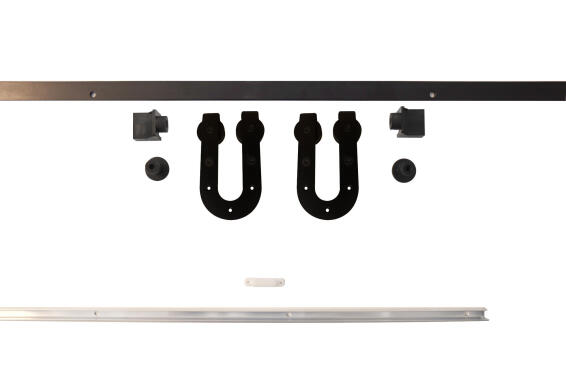 Barn sliding door hardware kit Horse shoe design black 1.8m