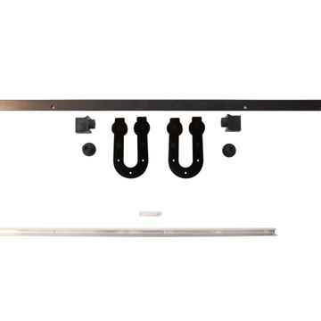 Barn sliding door hardware kit Horse shoe design black 1.8m