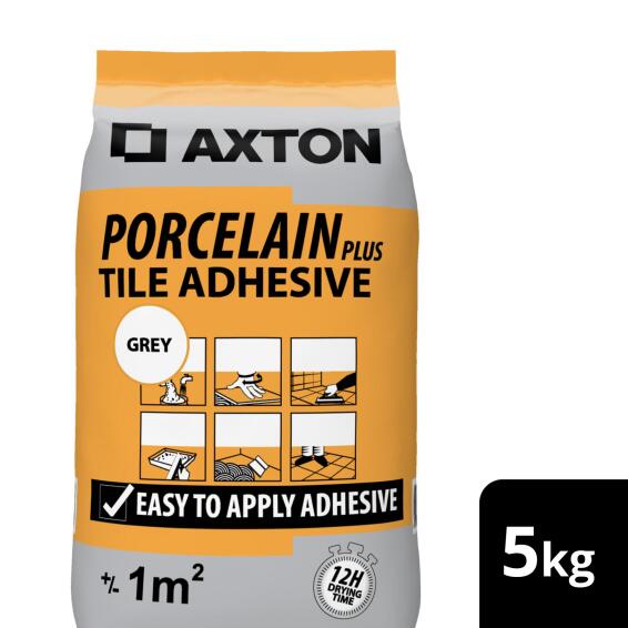 Axton Porcelain Tile Adhesive 12Hour Plus Grey 5kg