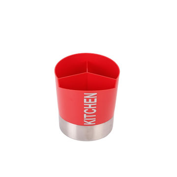 Kitchen Utensils Holder Steel Red Pot