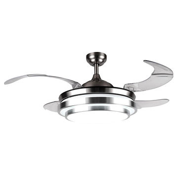 BRIGHTSTAR Ceiling Fan with LED Light Retractable Blades
