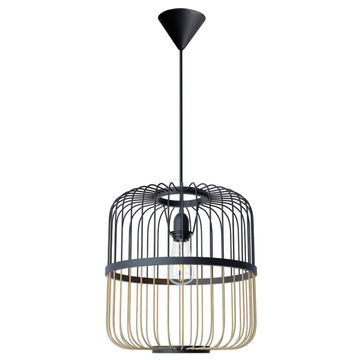 pendant light drum wood  x1