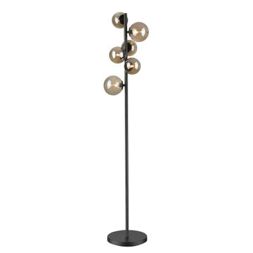 Brightstar Aluminium And Glass Floor Lamp Matte Black 6xG9