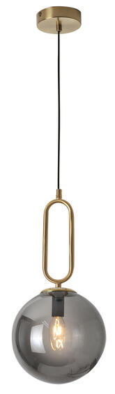 Brightstar Metal With Smoke Glass Pendant Light Gold E14 40W