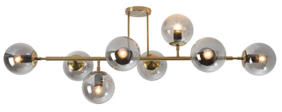 Brightstar 8 Glass Pendant Light Gold Smoky 8xE27