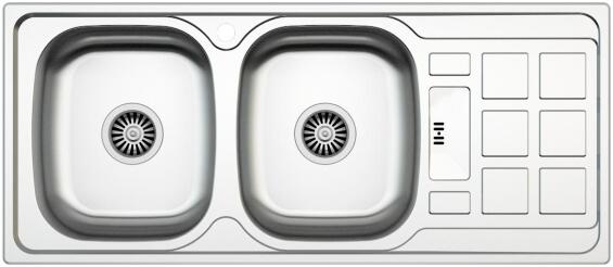 Parker As107 Double Kitchen Sink With Drainer Stainless Steel Anti Scratch L116Cm X W50Cm