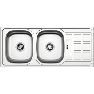 Parker As107 Double Kitchen Sink With Drainer Stainless Steel Anti Scratch L116Cm X W50Cm