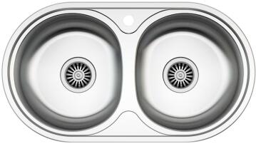 Kitchen sink 2 bowls stainless steel drop in 840 x 440mm