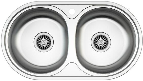 Parker Double Kitchen Sink Stainless Steel L84Cm X W44Cm